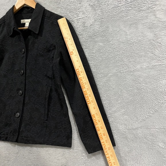 Appleseeds Button Up Womens 4P Blazer Black Floral Preppy Grunge Goth - Picture 6 of 8